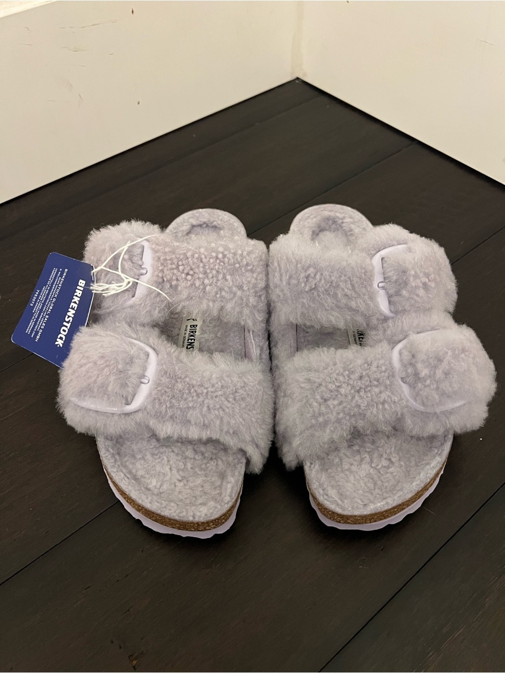 Birkenstock Kids Furry Arizona Sandals - Light Lavender